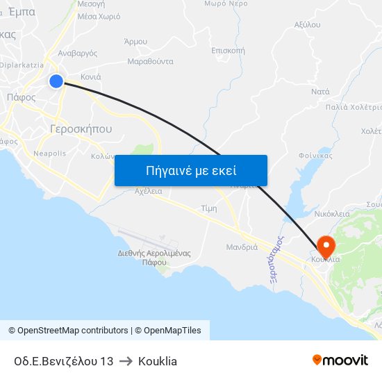 Οδ.Ε.Βενιζέλου 13 to Kouklia map