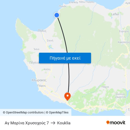 Αγ Μαρίνα Χρυσοχούς 7 to Kouklia map