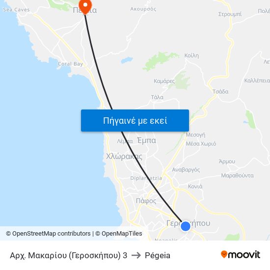 Αρχ. Μακαρίου (Γεροσκήπου) 3 to Pégeia map