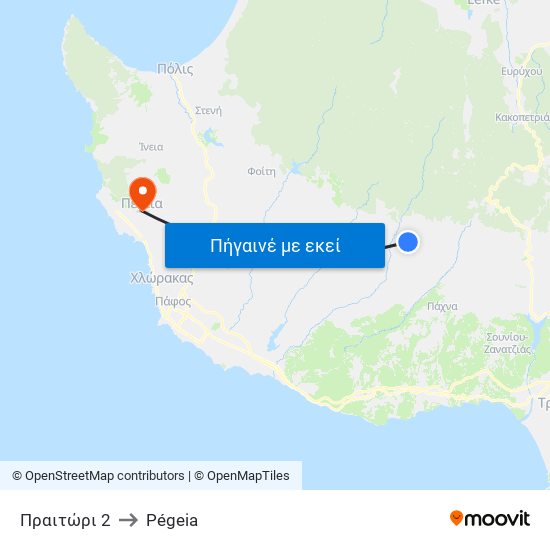 Πραιτώρι 2 to Pégeia map