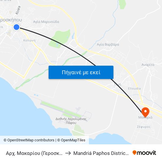 Αρχ. Μακαρίου (Γεροσκήπου) 4 to Mandriá Paphos District Cyprus map