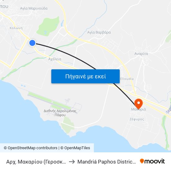 Αρχ. Μακαρίου (Γεροσκήπου) 7 to Mandriá Paphos District Cyprus map