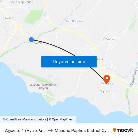 Αχέλεια 1 (Ανατολικό) to Mandriá Paphos District Cyprus map