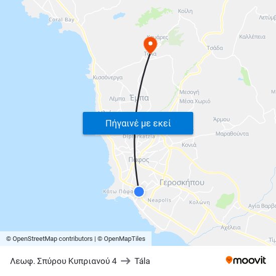 Λεωφ. Σπύρου Κυπριανού 4 to Tála map