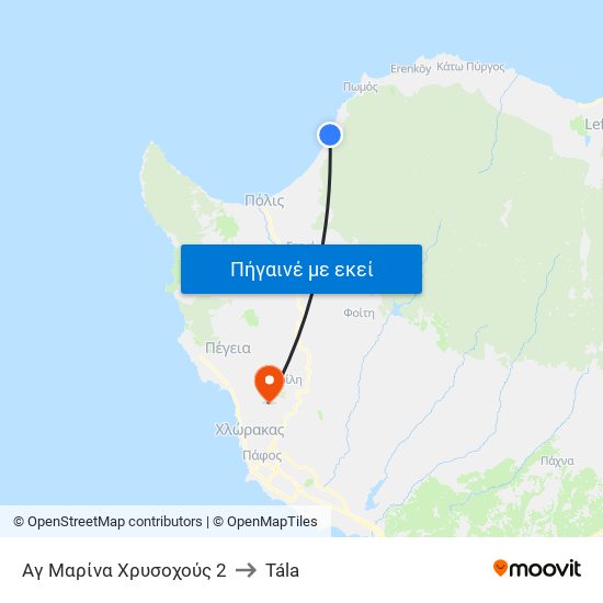 Αγ Μαρίνα Χρυσοχούς 2 to Tála map