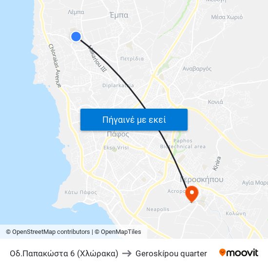 Οδ.Παπακώστα 6 (Χλώρακα) to Geroskípou quarter map