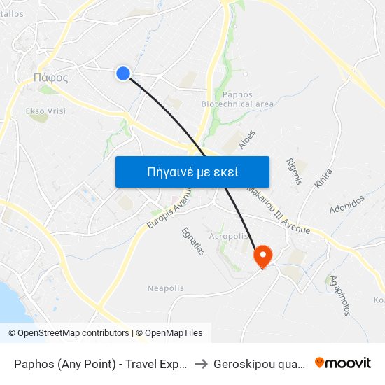 Paphos (Any Point) - Travel Express to Geroskípou quarter map