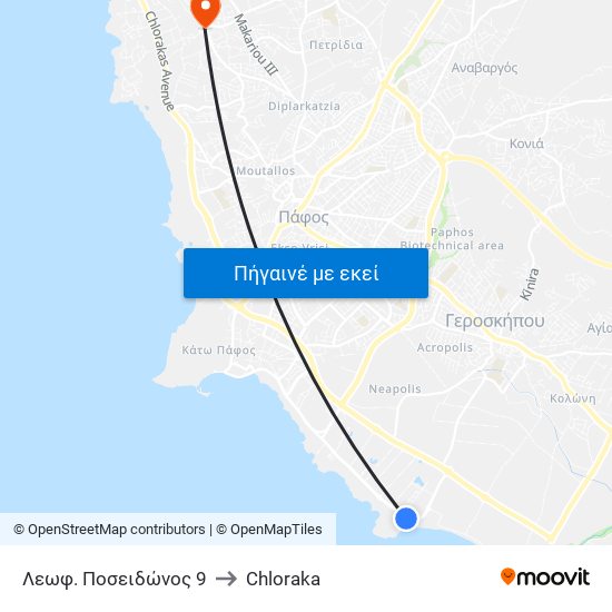 Λεωφ. Ποσειδώνος 9 to Chloraka map