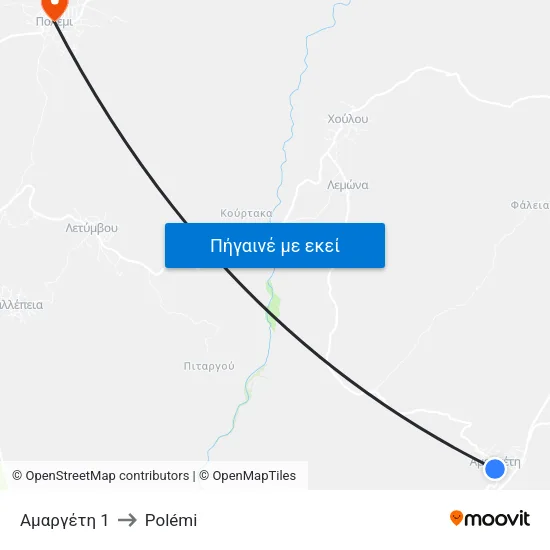 Αμαργέτη 1 to Polémi map