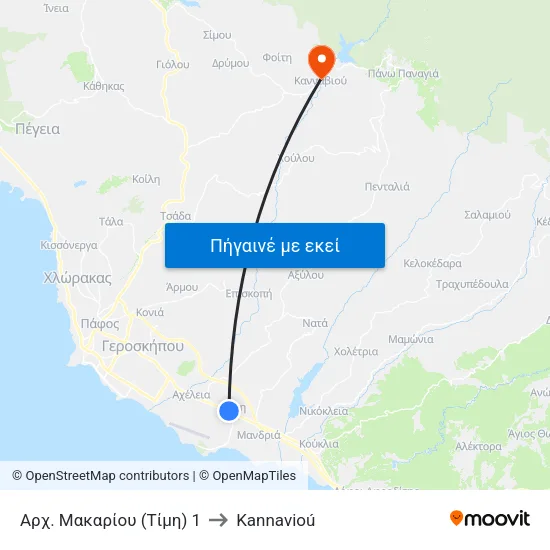 Αρχ. Μακαρίου (Τίμη) 1 to Kannavioú map