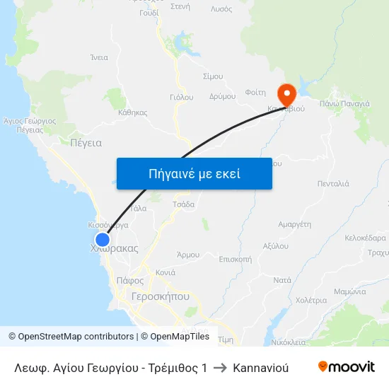 Λεωφ. Αγίου Γεωργίου - Τρέμιθος 1 to Kannavioú map