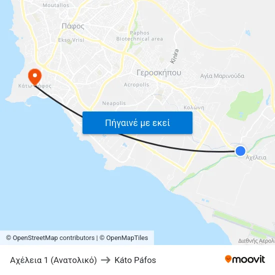 Αχέλεια 1 (Ανατολικό) to Káto Páfos map