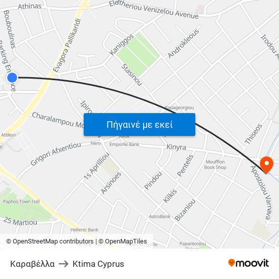 Καραβέλλα to Ktima Cyprus map