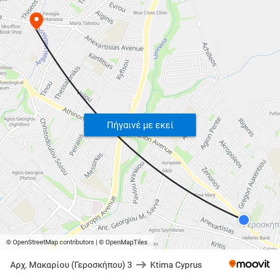 Αρχ. Μακαρίου (Γεροσκήπου) 3 to Ktima Cyprus map