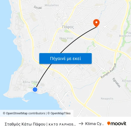 Σταθμός Κάτω Πάφου | ᴋᴀᴛᴏ ᴘᴀᴘʜᴏs Sᴛᴀᴛɪᴏɴ to Ktima Cyprus map