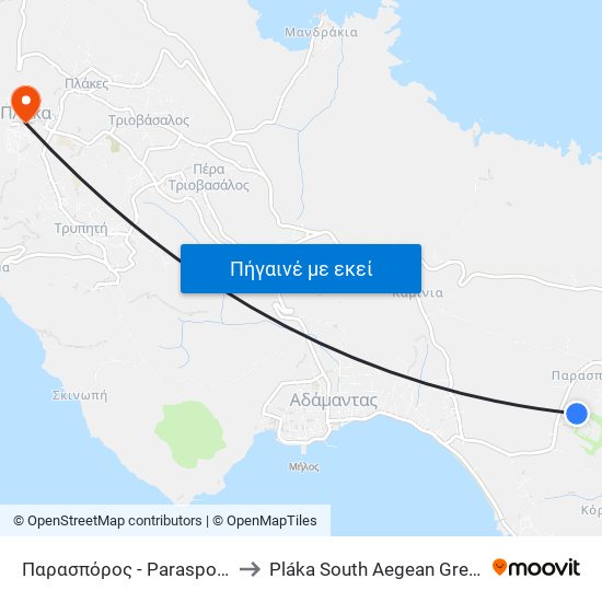 Παρασπόρος - Parasporos to Pláka South Aegean Greece map