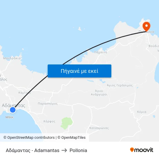 Αδάμαντας - Adamantas to Pollonia map