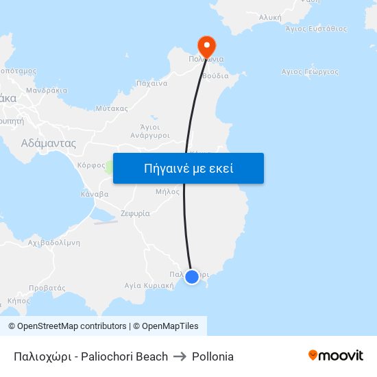 Παλιοχώρι - Paliochori Beach to Pollonia map