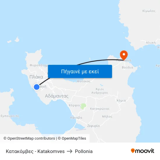 Κατακόμβες - Katakomves to Pollonia map