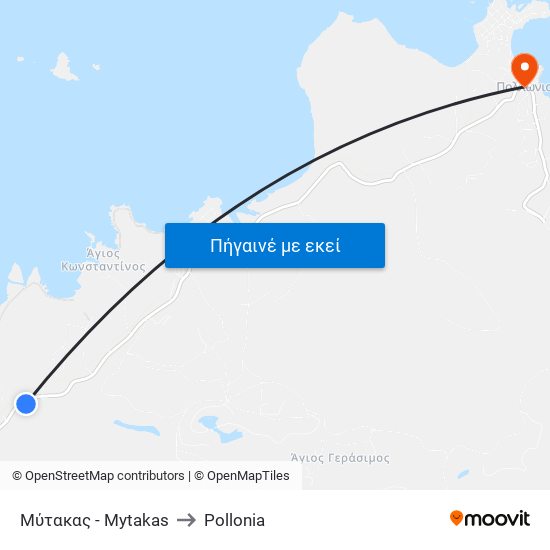 Μύτακας - Mytakas to Pollonia map