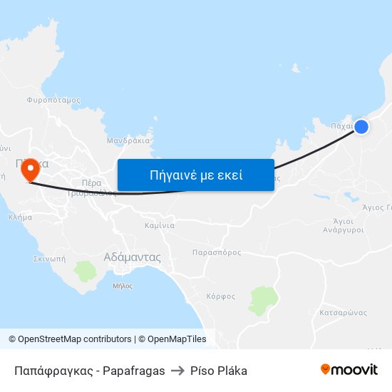Παπάφραγκας - Papafragas to Píso Pláka map