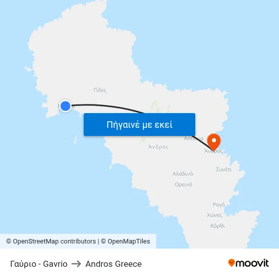 Γαύριο - Gavrio to Andros Greece map
