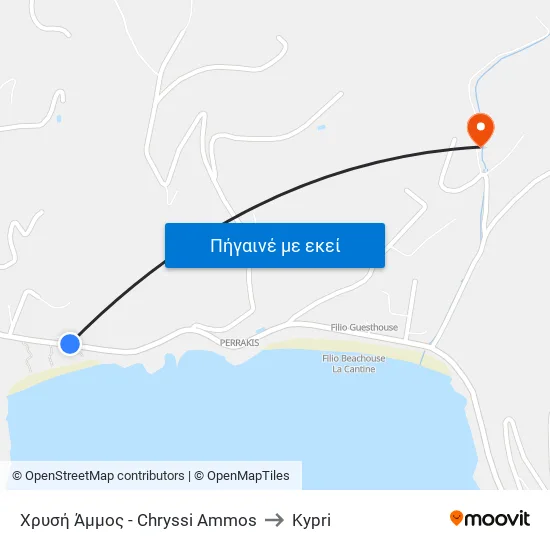 Χρυσή Άμμος - Chryssi Ammos to Kypri map