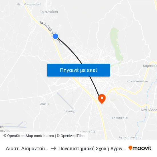 Διαστ. Διαμανταίικα to Πανεπιστημιακή Σχολή Αγρινίου map