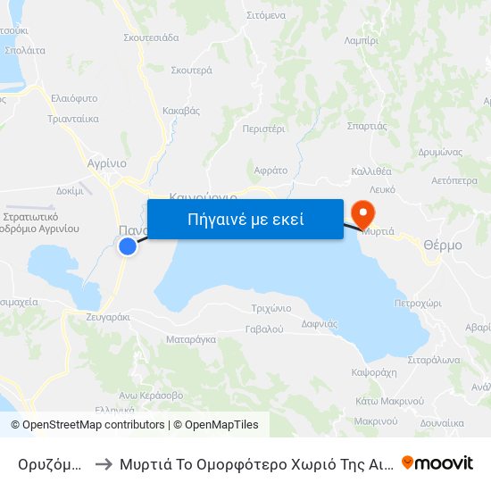 Ορυζόμυλοι to Μυρτιά Το Ομορφότερο Χωριό Της Αιτωλ / νίας map