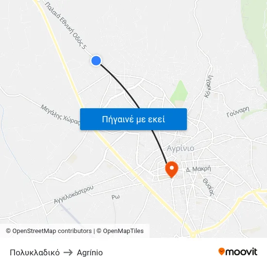 Πολυκλαδικό to Agrínio map