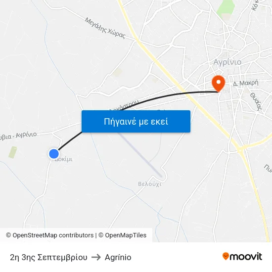2η 3ης Σεπτεμβρίου to Agrínio map