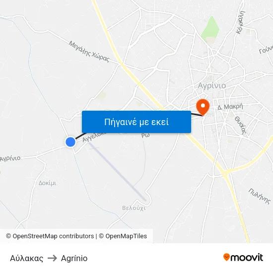 Αύλακας to Agrínio map