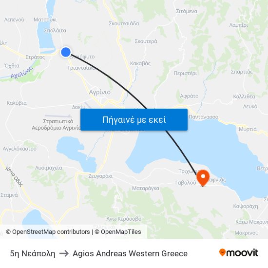 5η Νεάπολη to Agios Andreas Western Greece map