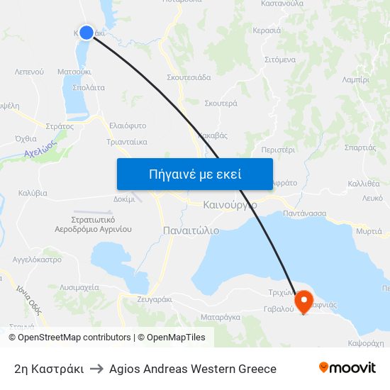 2η Καστράκι to Agios Andreas Western Greece map