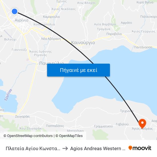 Πλατεία Αγίου Κωνσταντίνου to Agios Andreas Western Greece map