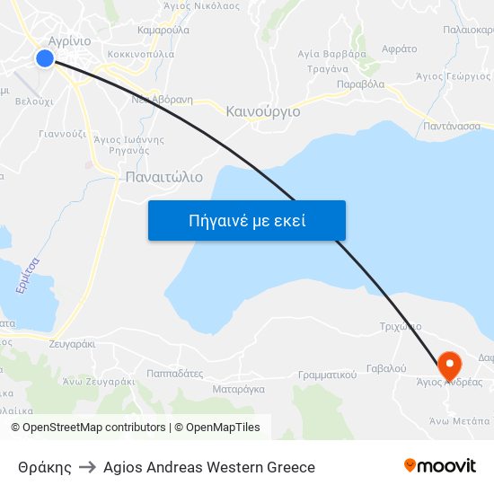 Θράκης to Agios Andreas Western Greece map