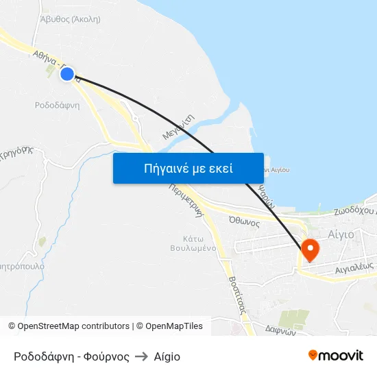 Ροδοδάφνη - Φούρνος to Aígio map