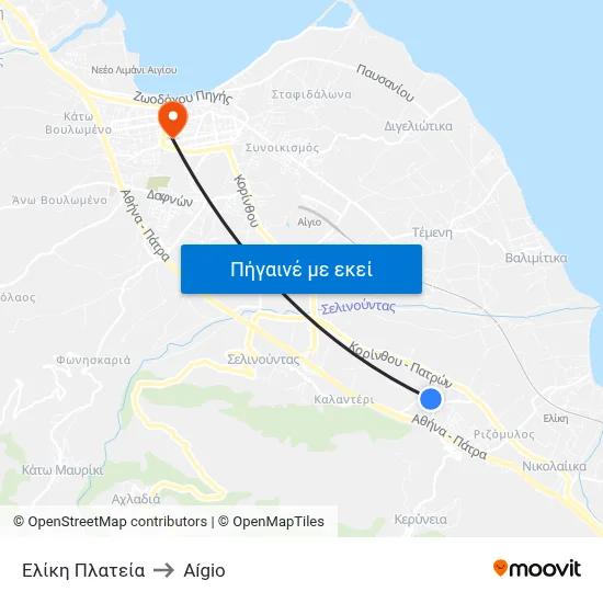 Ελίκη Πλατεία to Aígio map