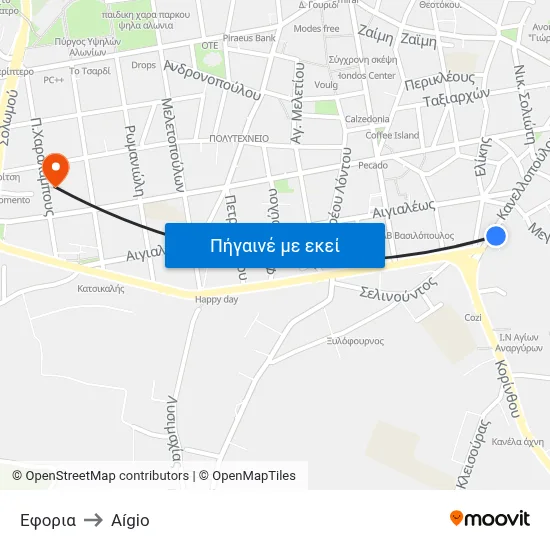 Εφορια to Aígio map