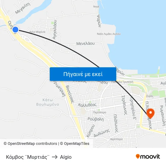 Κόμβος ¨Μυρτιάς¨ to Aígio map