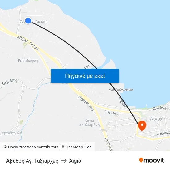 Άβυθος Άγ. Ταξιάρχες to Aígio map