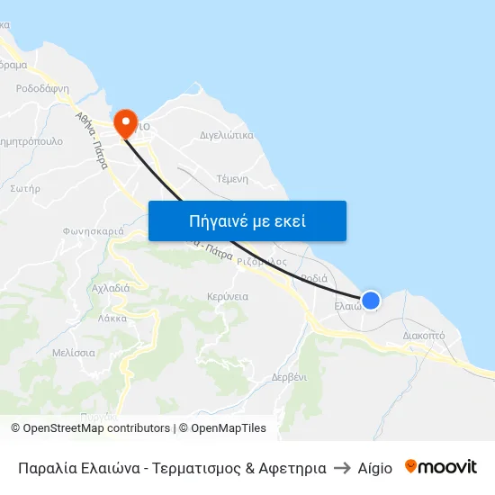Παραλία Ελαιώνα - Τερματισμος & Αφετηρια to Aígio map