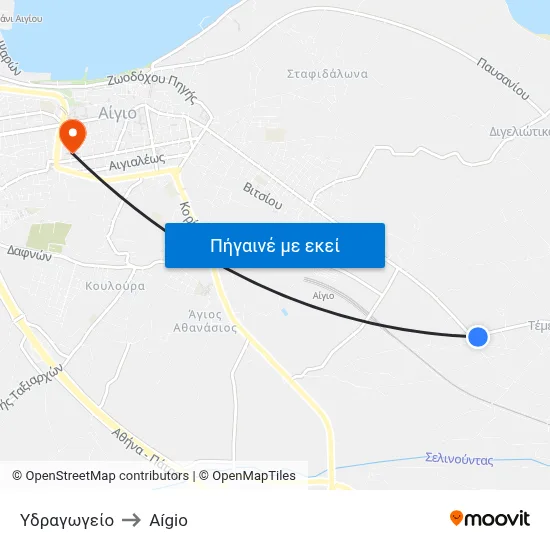 Υδραγωγείο to Aígio map