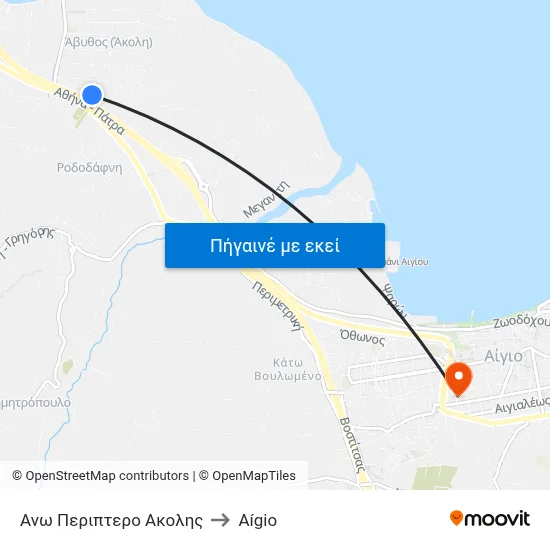 Ανω Περιπτερο Ακολης to Aígio map