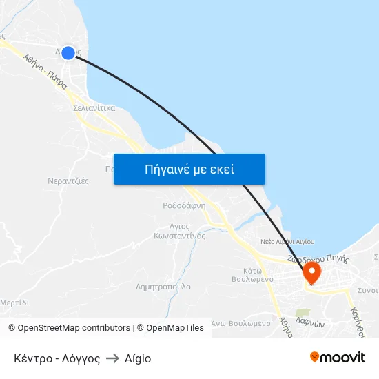 Κέντρο - Λόγγος to Aígio map