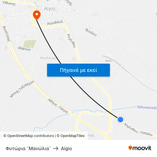 Φυτώρια ¨Μανώλια¨ to Aígio map