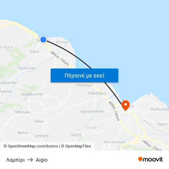 Λαμπίρι to Aígio map