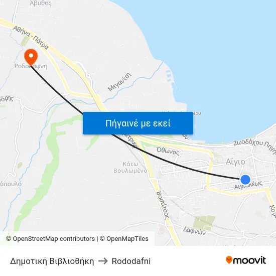 Δημοτική Βιβλιοθήκη to Rododafni map