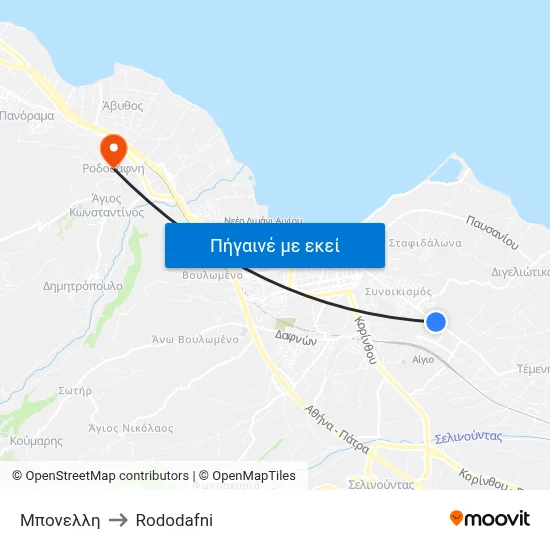 Μπονελλη to Rododafni map