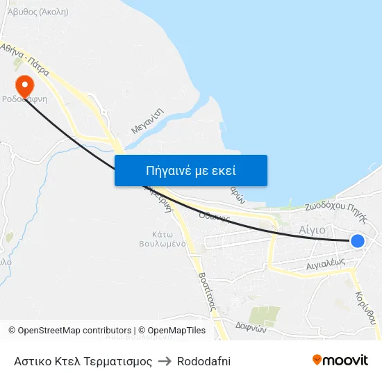 Αστικο Κτελ Τερματισμος to Rododafni map